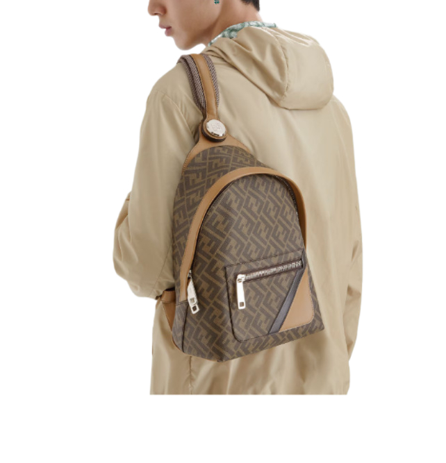 Fendi Chiodo Small Fendi Diagonal Canvas Backpack
