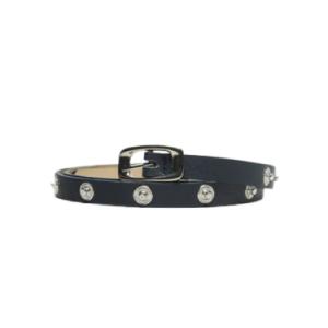 Snap button decorated leather belt