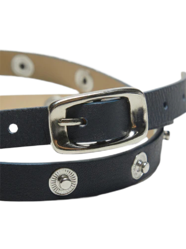 Snap button decorated leather belt