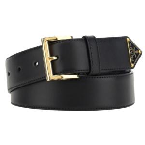 Triangle logo square buckle leather belt