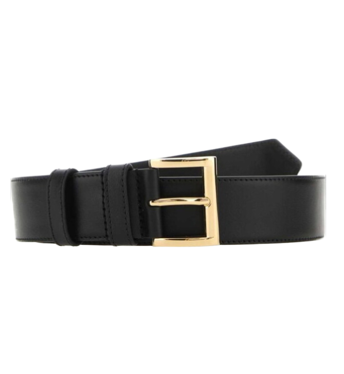 Triangle logo square buckle leather belt