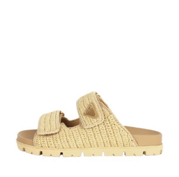 Raffia sandal slippers