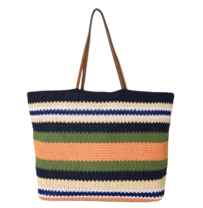 Logo raffia tote bag