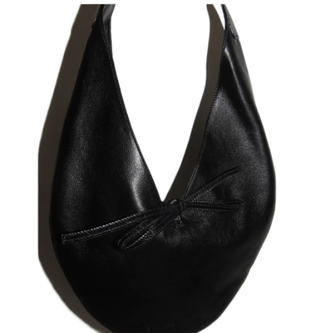 LUPE Bow Detail Leather Shoulder Bag