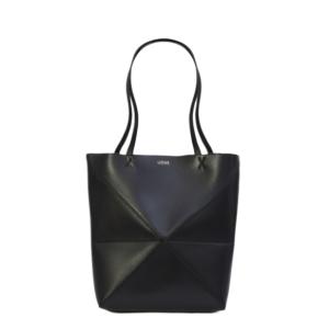Puzzle fold leather tote bag