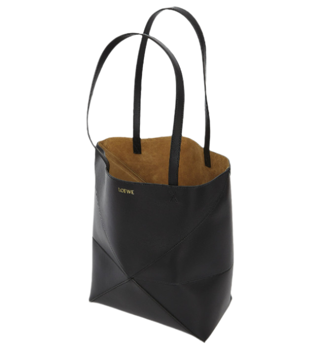 Puzzle fold leather tote bag