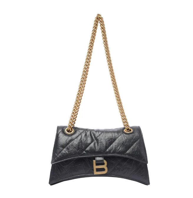 Crush quilted leather small shoulder bag
