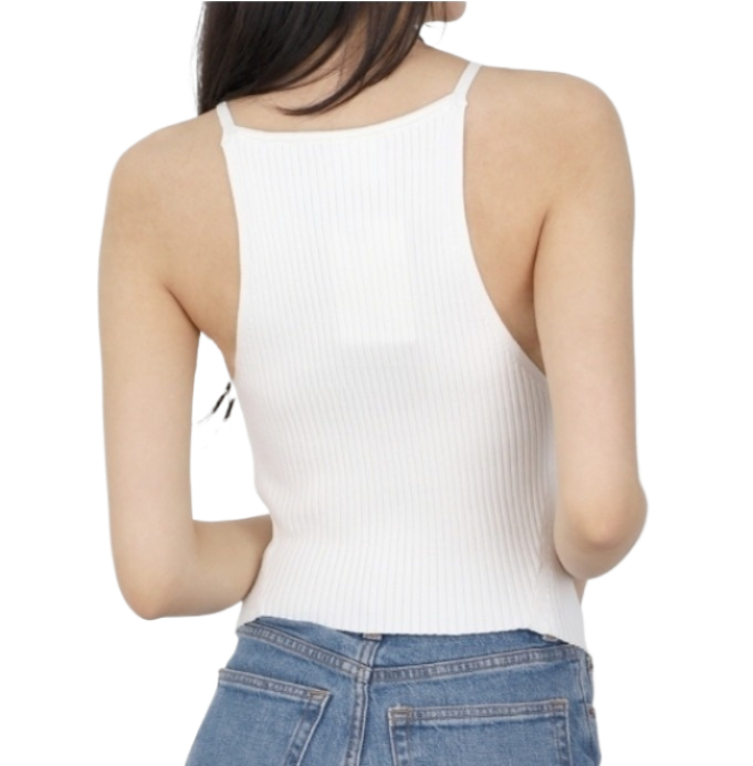 Logo embroidered ribbed top