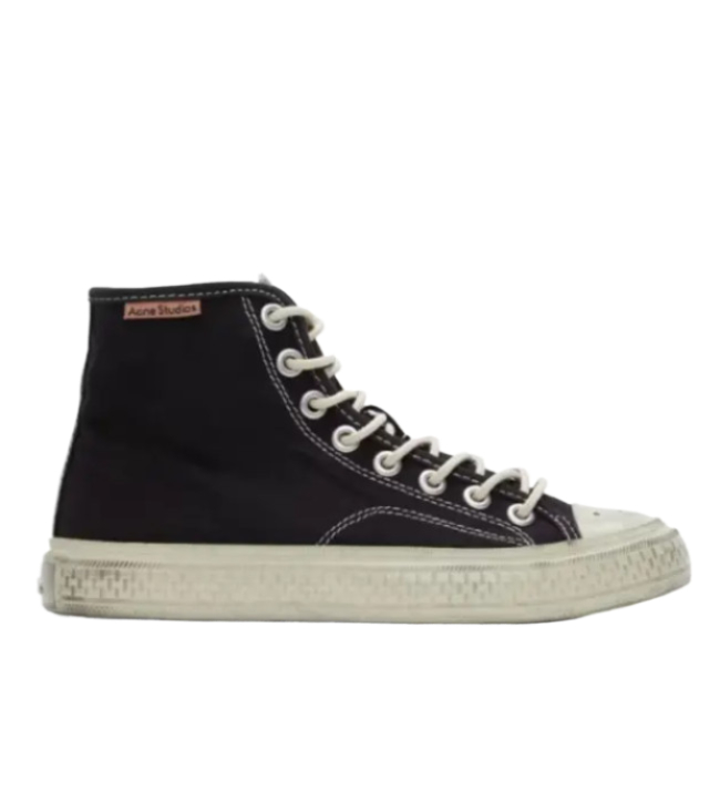 24 SS Acne Studio Black Off White Canvas High Top Sneakers