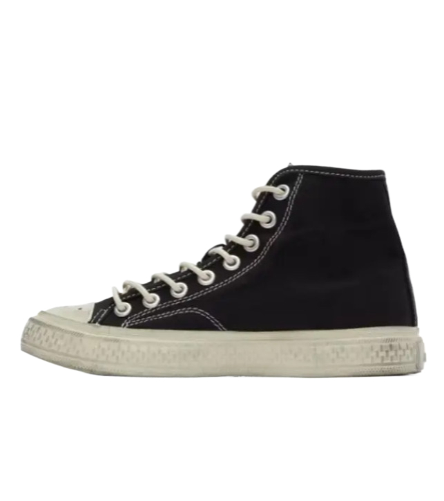 24 SS Acne Studio Black Off White Canvas High Top Sneakers