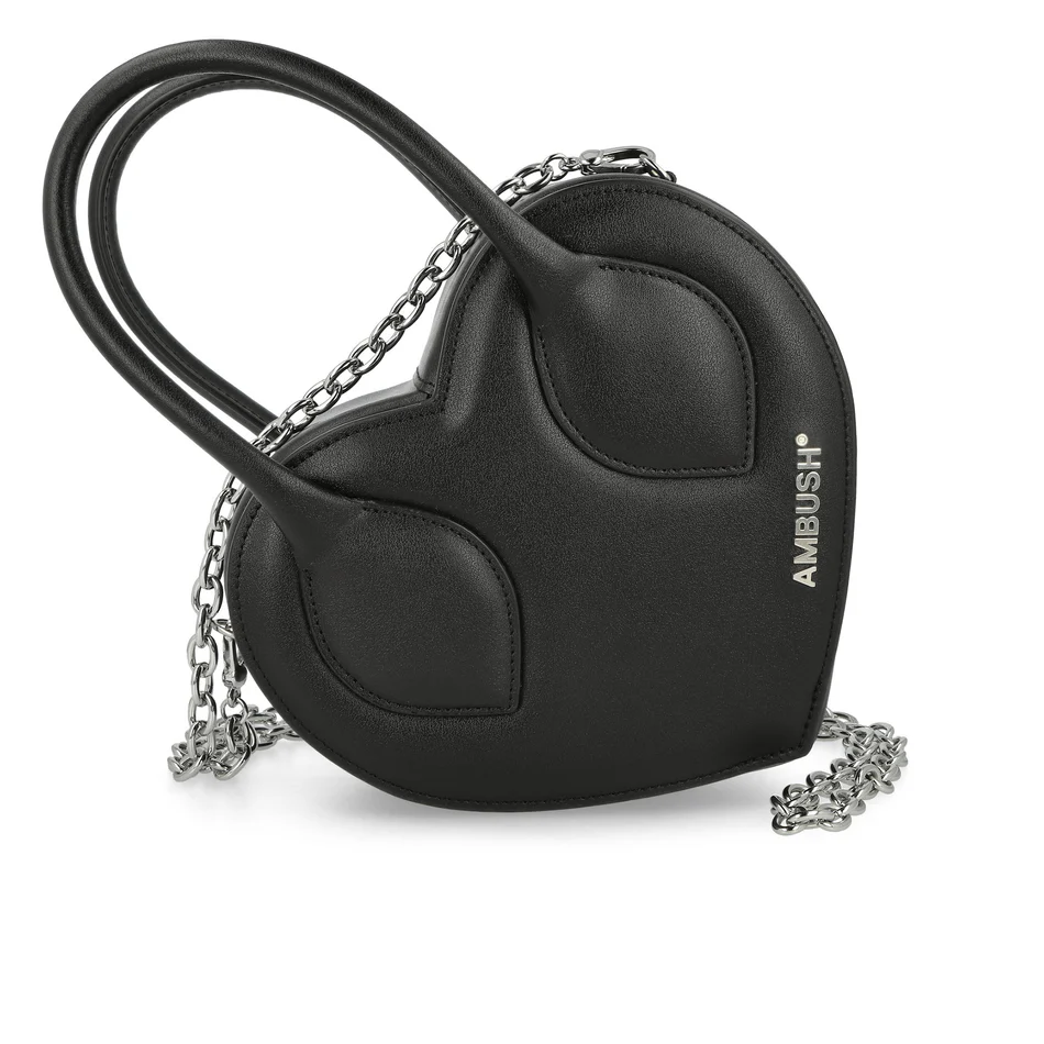 Heart leather top handle chain crossbag