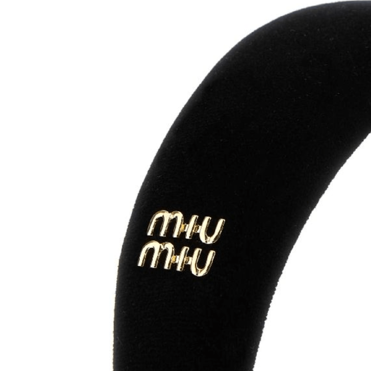 MIU MIU Metal logo decorated velvet hairband