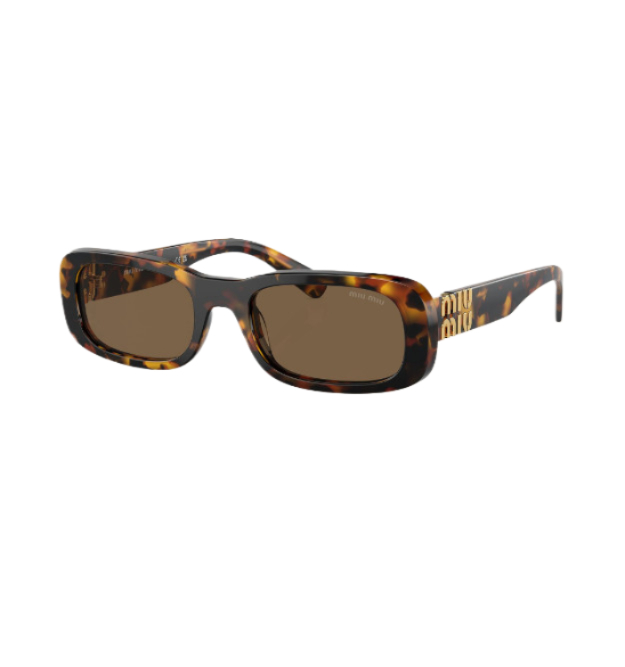 MU 08ZS Temple Logo Havana Sunglasses