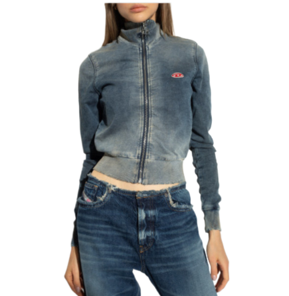 D EMY logo patch high neck denim jacket