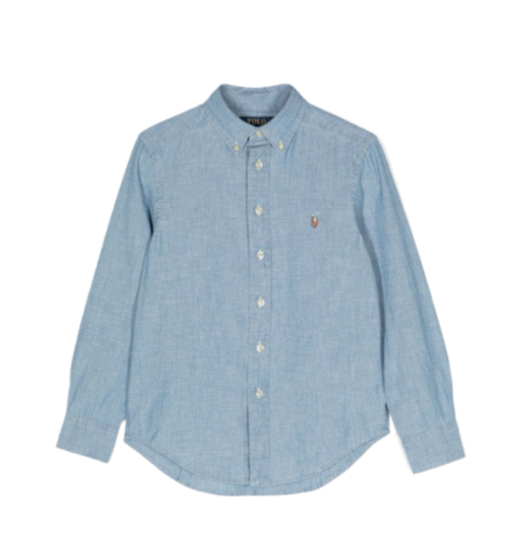 Pony logo embroidered chambray shirt 