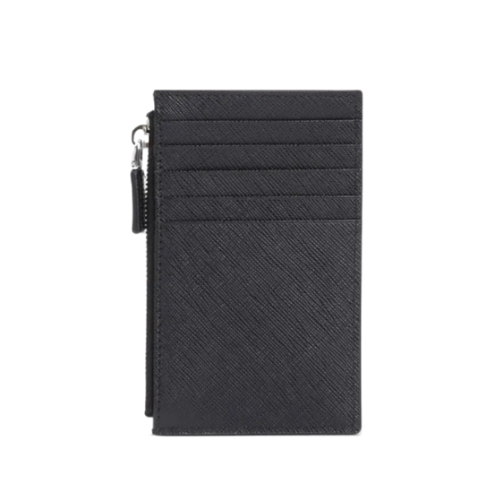 Saffiano leather zipper card wallet