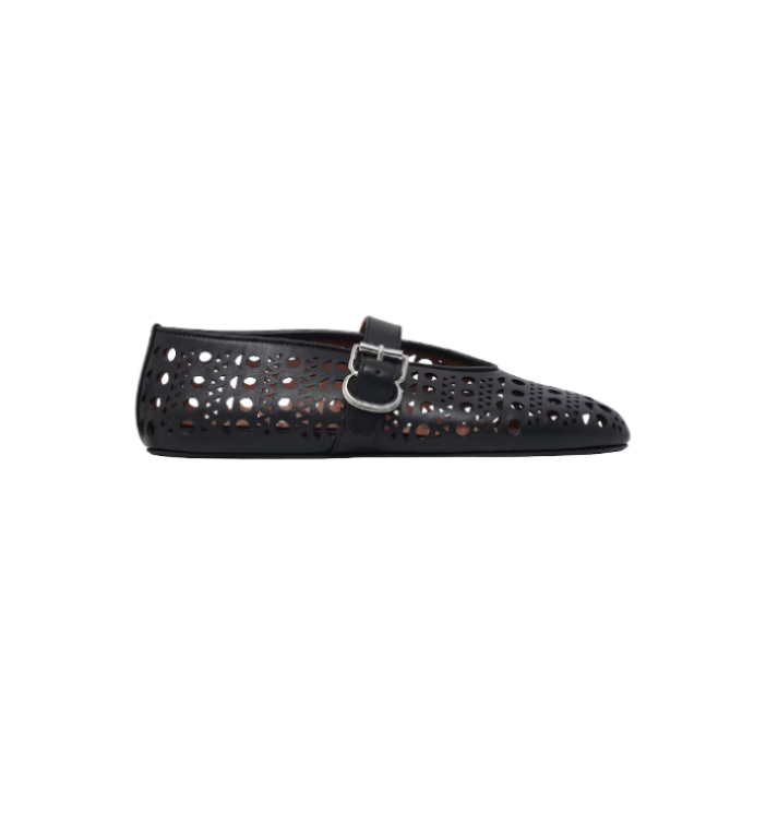 VIENNE Openwork Leather Flat Shoes