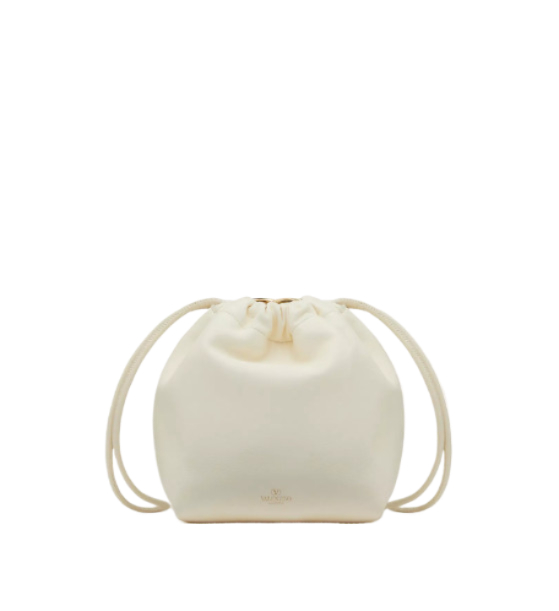 V logo nappa leather mini bucket bag