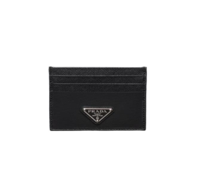 Re-nylon & Saffiano leather card wallet