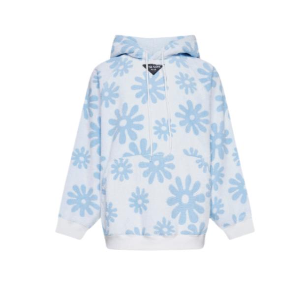 OVERSIZED FLORAL TERRYCLOTH HOODIE