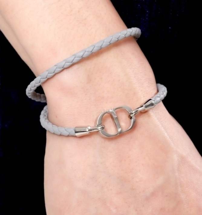 CD ICON braided leather bracelet