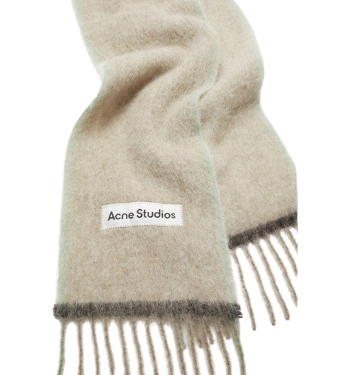 Wool Mohair Slim Muffler - Beige: Gray