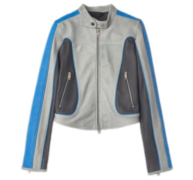 L Fox Biker Jacket - Light Blue