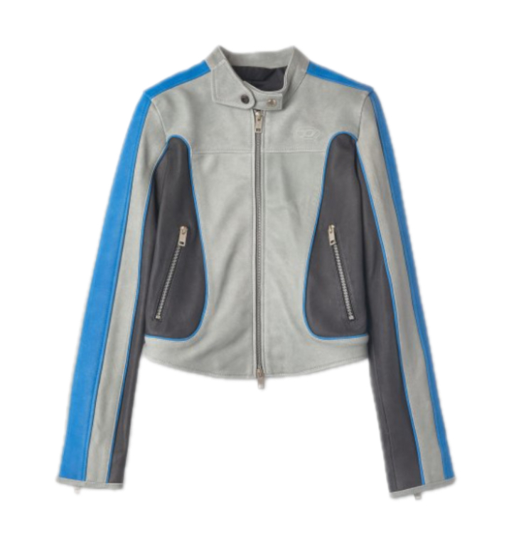L Fox Biker Jacket - Light Blue