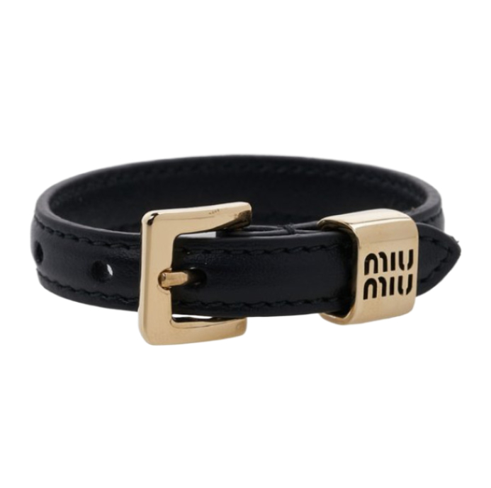 Logo Metal Leather Bracelet