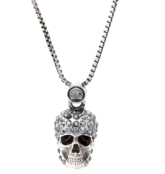 Pave skull necklace