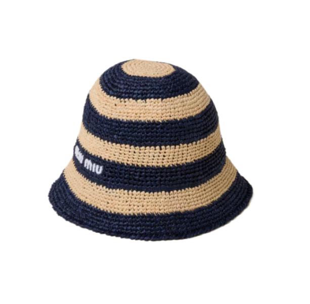 Striped Raffia Bucket Hat