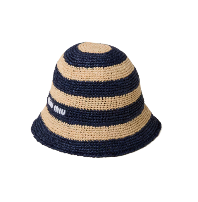 Striped Raffia Bucket Hat