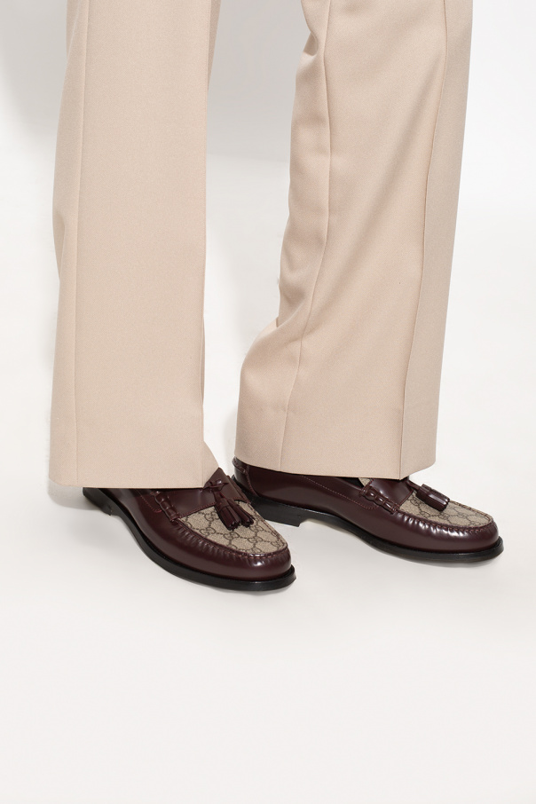 Gucci Men's Kaveh GG Supreme Tassle Loafer in Bordeux