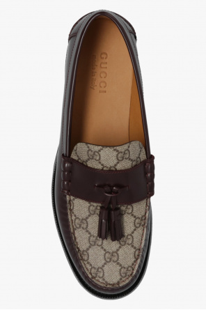 Gucci Men's Kaveh GG Supreme Tassle Loafer in Bordeux
