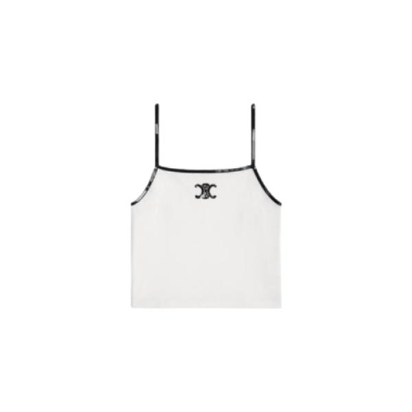 Cotton embroidered triomphe tank top