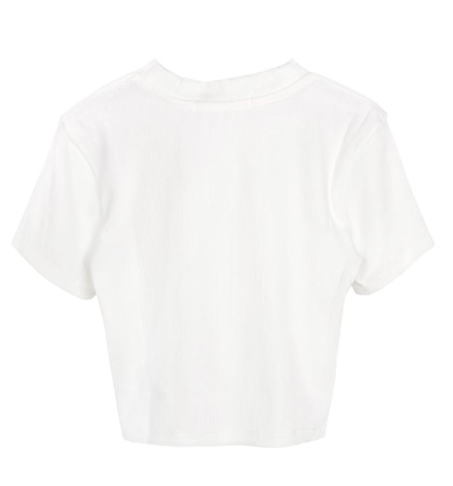 White Monologo Crop T-Shirt
