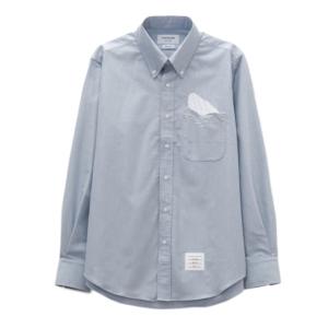 Whale-embellished straight fit cotton shirt