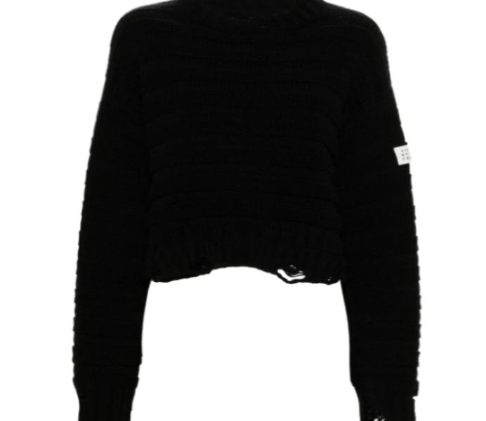 Logo applique distressed effect sweater