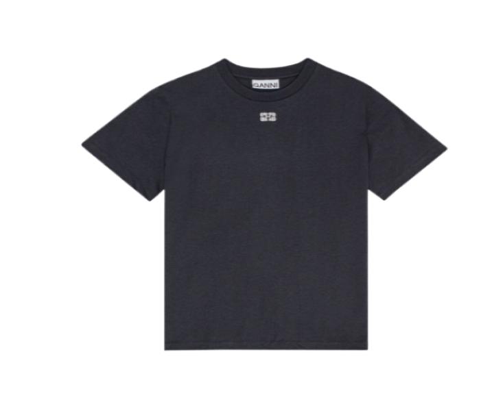 Dark Grey Relaxed Rhinestone Short Sleeve T-Shirt