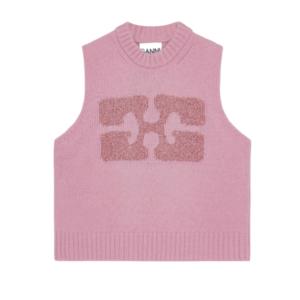 Pink graphic wool mix vest