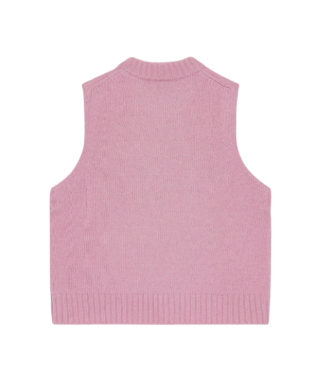 Pink graphic wool mix vest