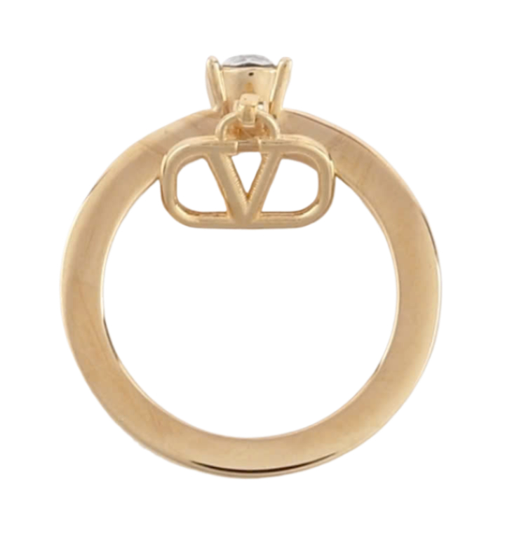 Swarovski® Crystal Mini V Logo Metal Ring