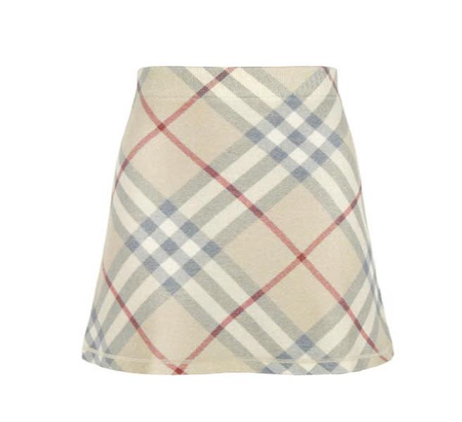 KIDS 24FW Pale Stone Check Wool Skirt