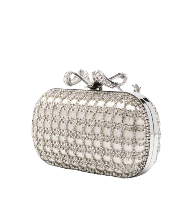 Crystal Bow Embellished Clutch Bag