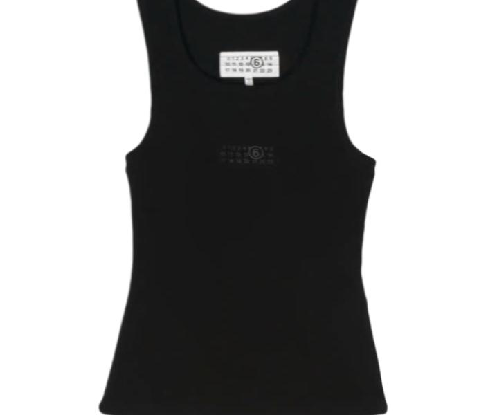 Number logo cotton blend tank top