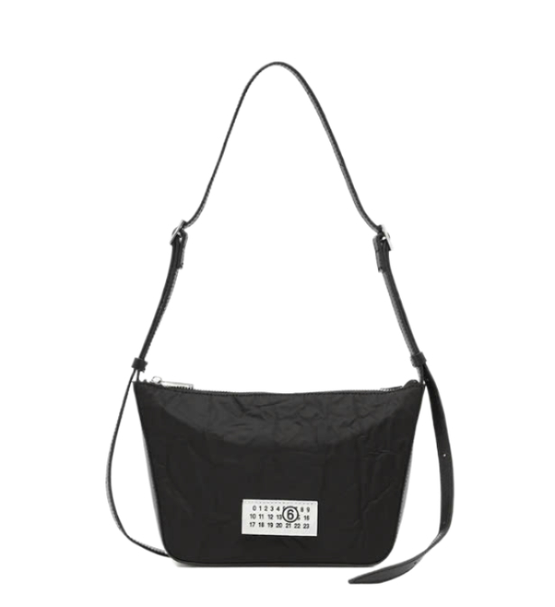 Number logo nylon shoulder bag