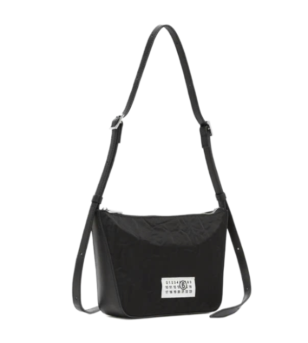 Number logo nylon shoulder bag