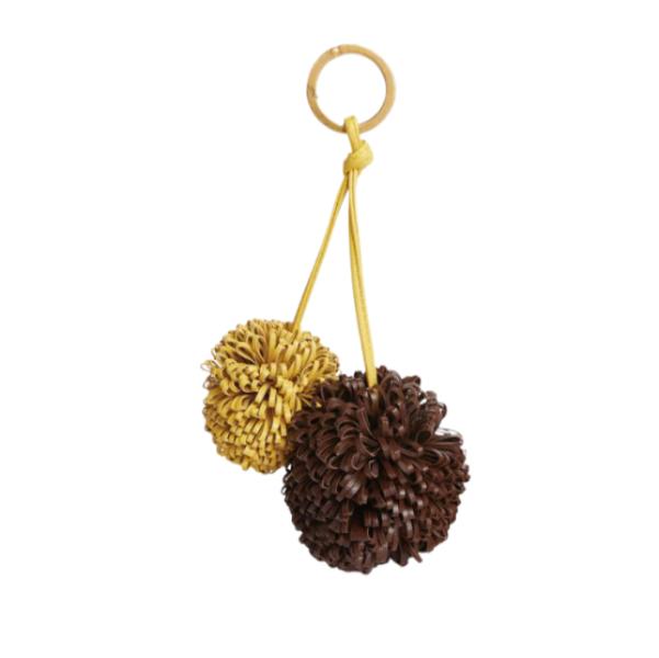 Pom Pom Leather Keyring 