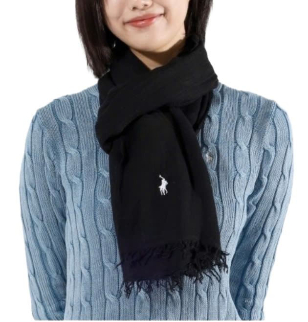 24FWPony Logo Embroidered Fringe Scarf