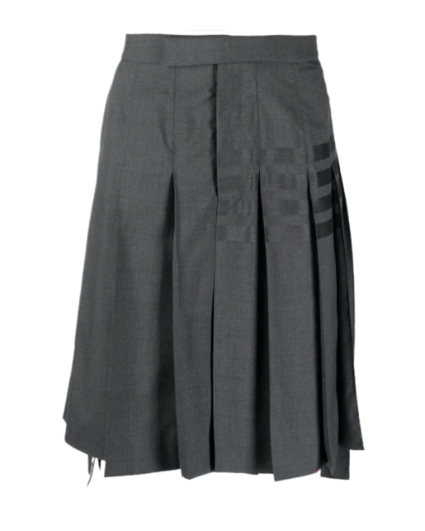 24FWWool Cashmere Flannel Bellow Knee Pleated 4-Bar Skirt